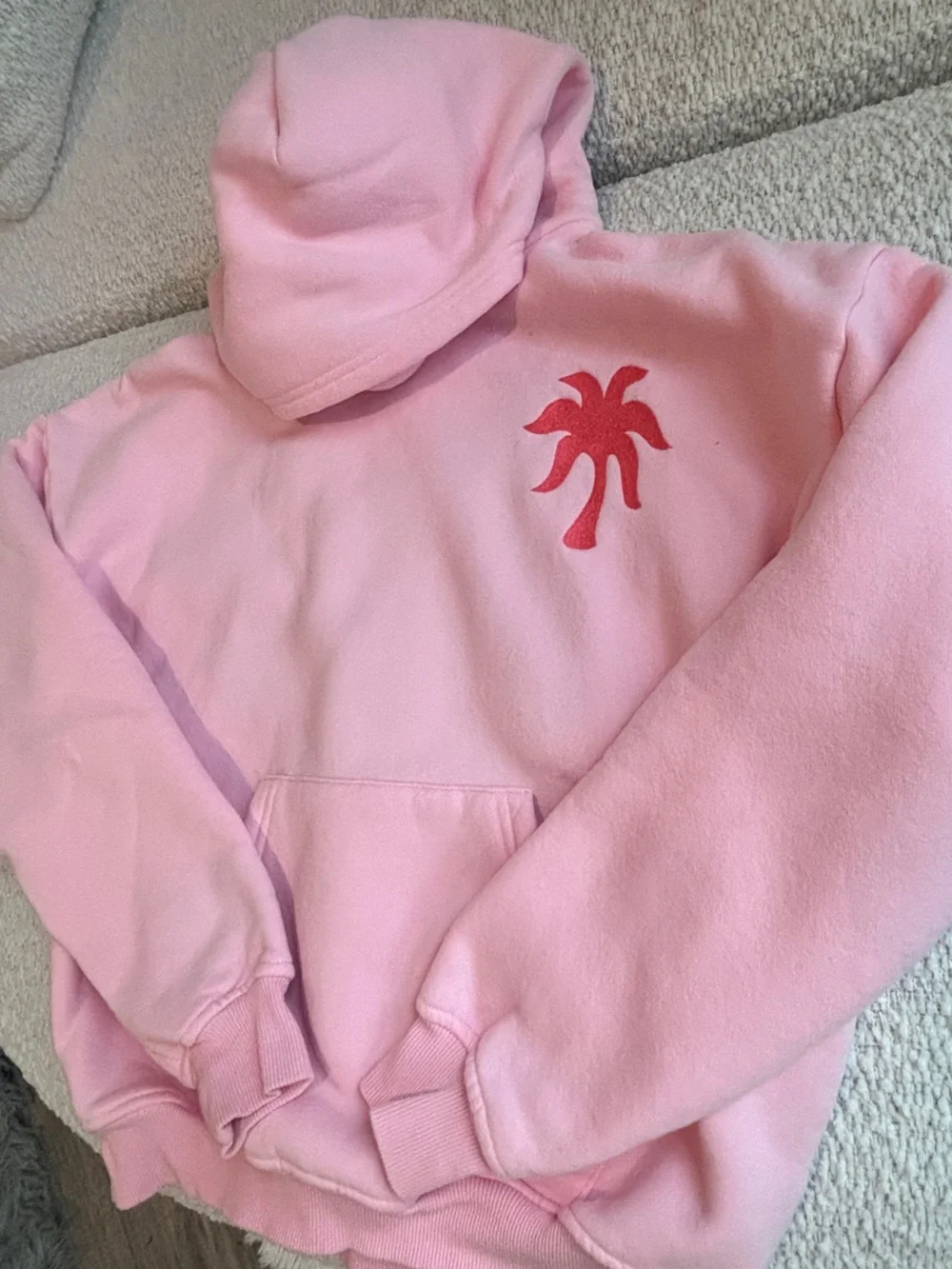 Pink Palm Puff Hoodie with Red Palm Logo - Women's Sweatshirt - Picture 2 of 10